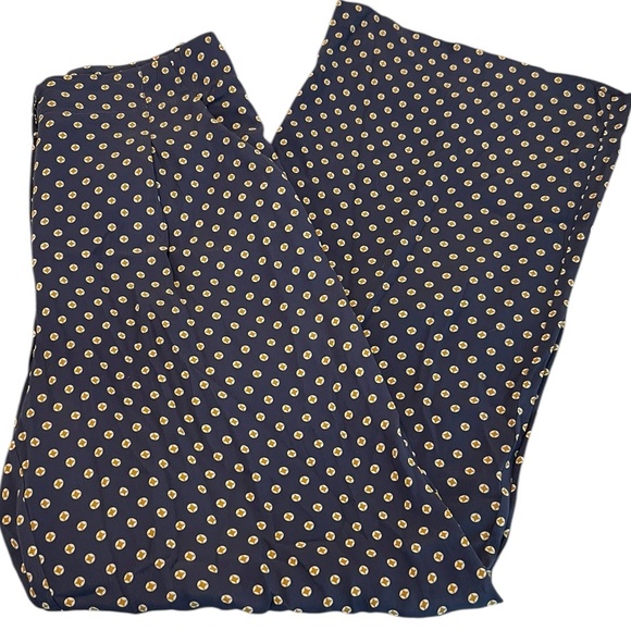 Women's Anthropologie Feather Bone Solstice Wide Leg Pants Navy Yellow Size 12 - Picture 1 of 11